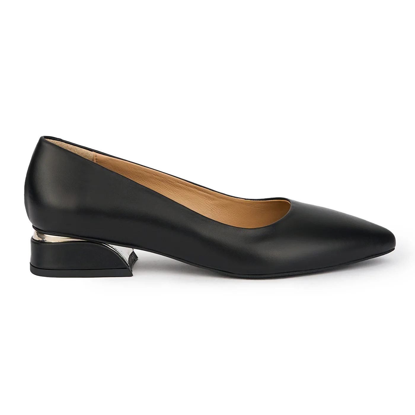 Pantofi dama din piele naturala neagra cu toc mic 3 cm 15666