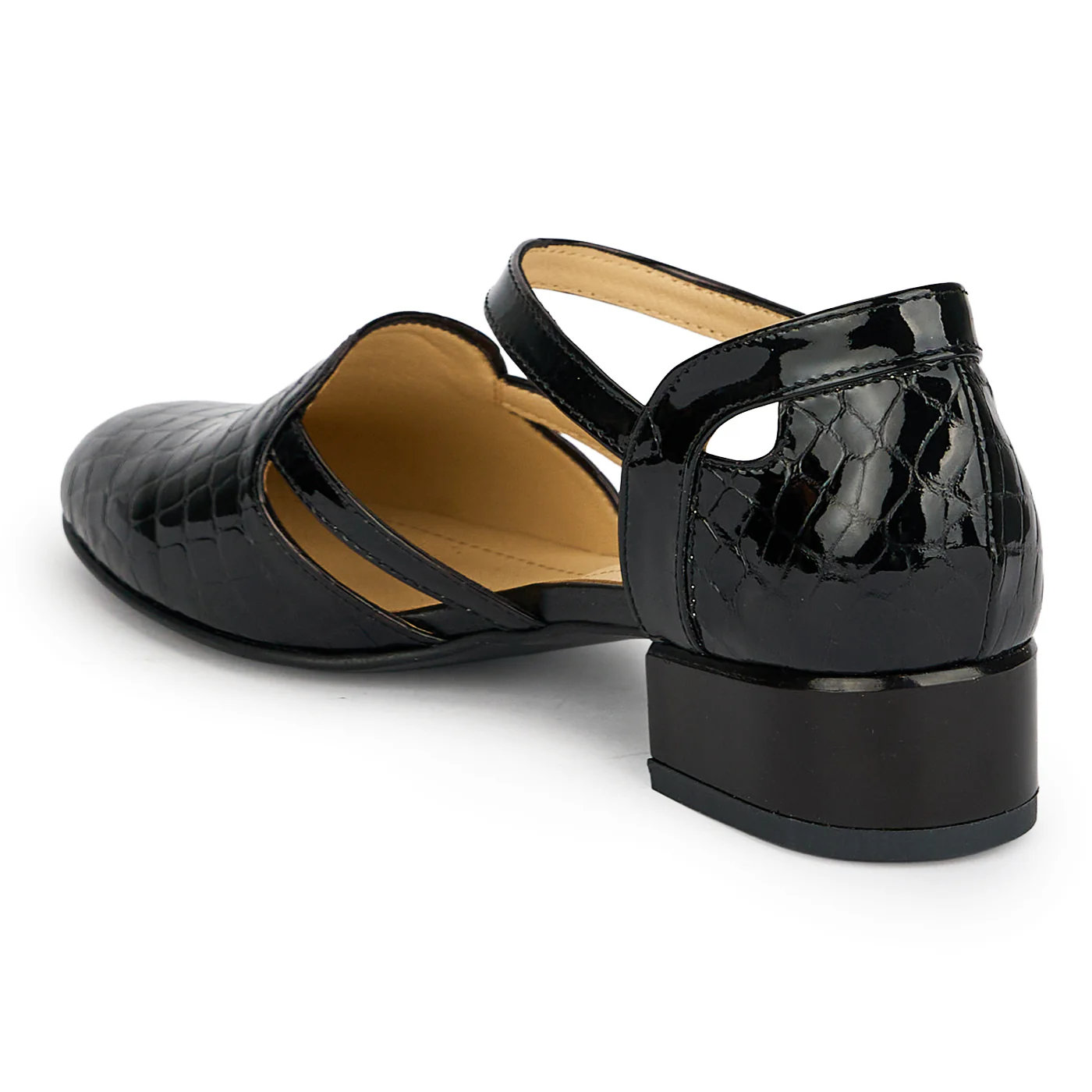 Pantofi dama din piele naturala neagra cu toc mic 3 cm 19410 - Image 2