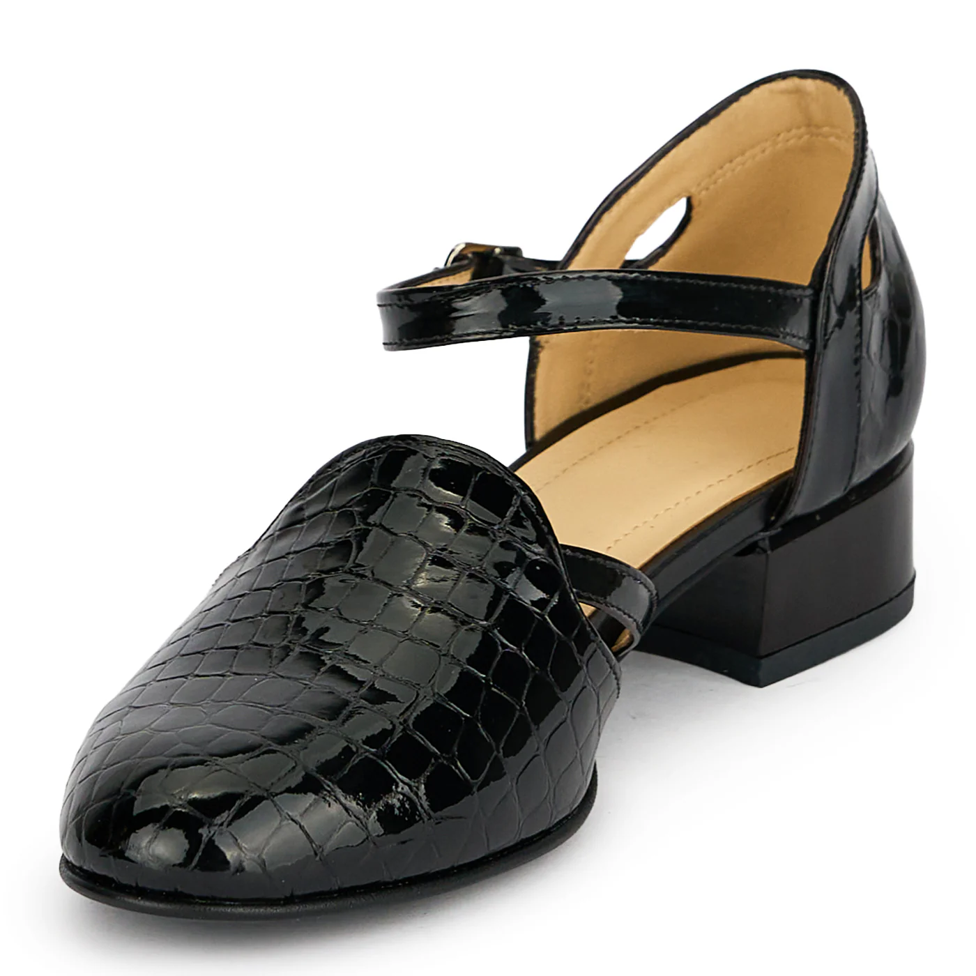 Pantofi dama din piele naturala neagra cu toc mic 3 cm 19410 - Image 3