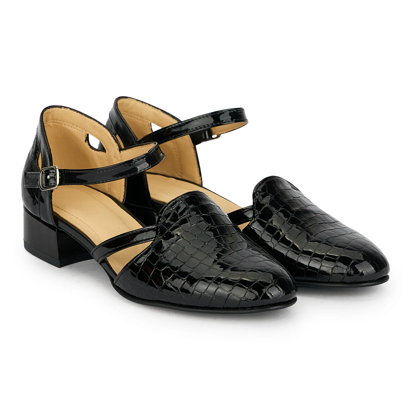 Pantofi dama din piele naturala neagra cu toc mic 3 cm 19410 - Image 4