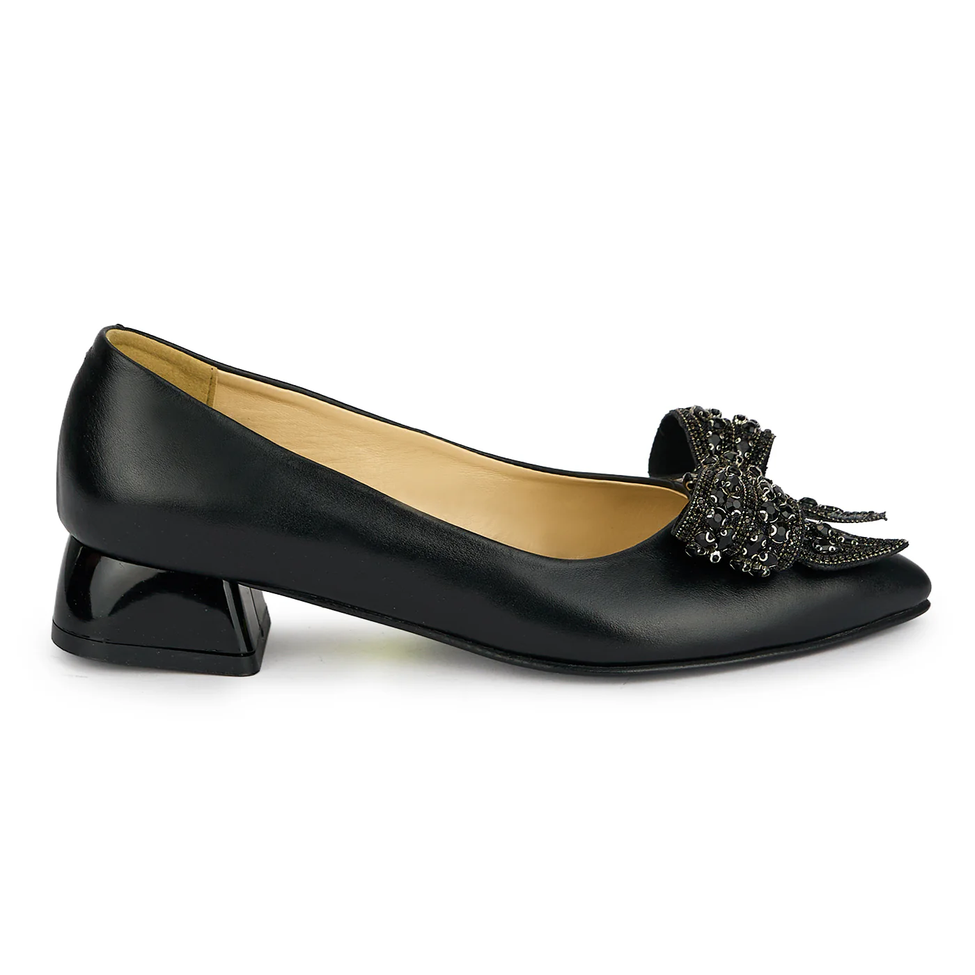 Pantofi dama din piele naturala neagra cu toc mic 3 cm 19431