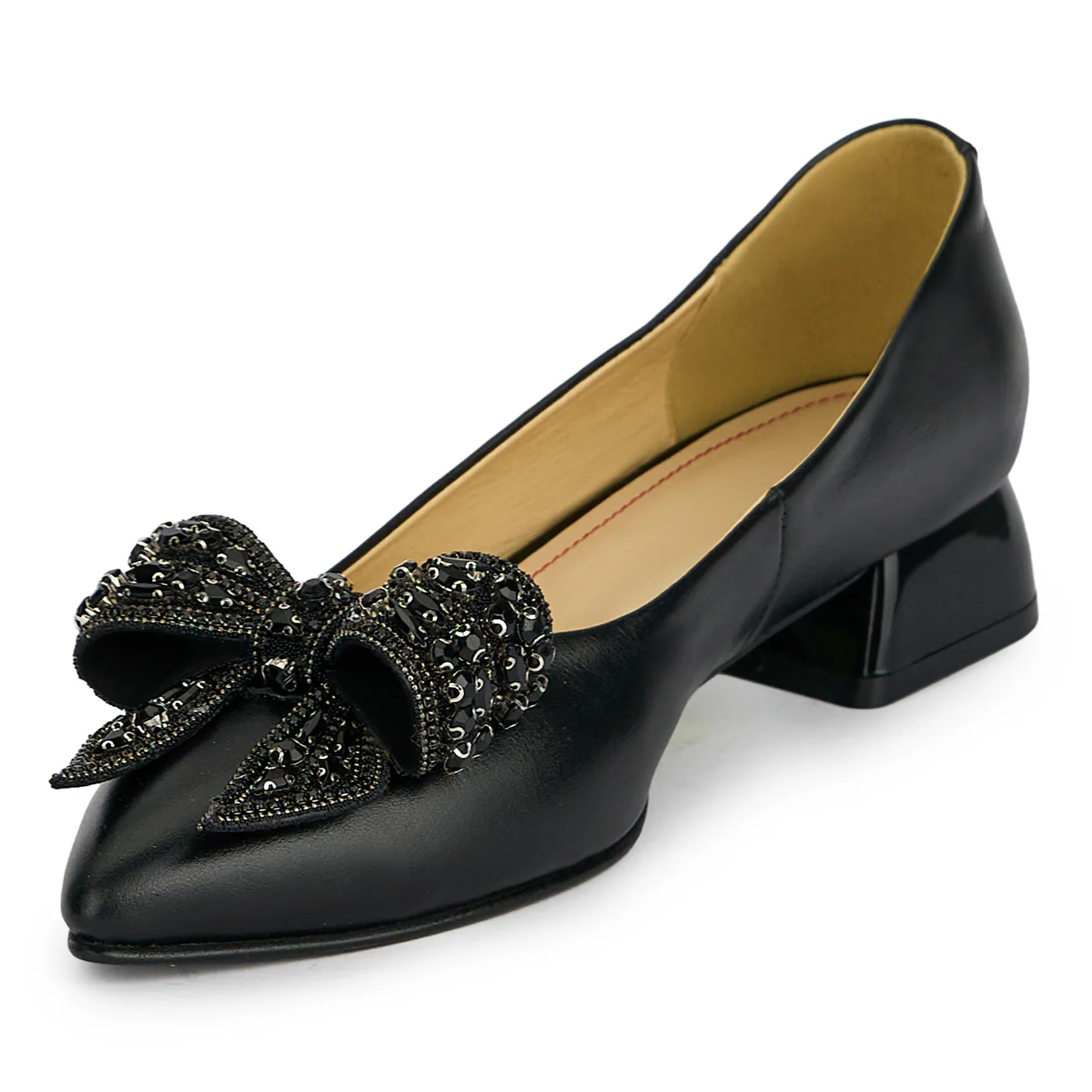 Pantofi dama din piele naturala neagra cu toc mic 3 cm 19431 - Image 3