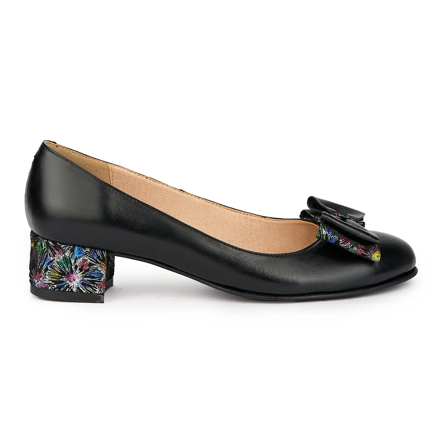 Pantofi dama din piele naturala neagra cu toc mic 4 cm 15503
