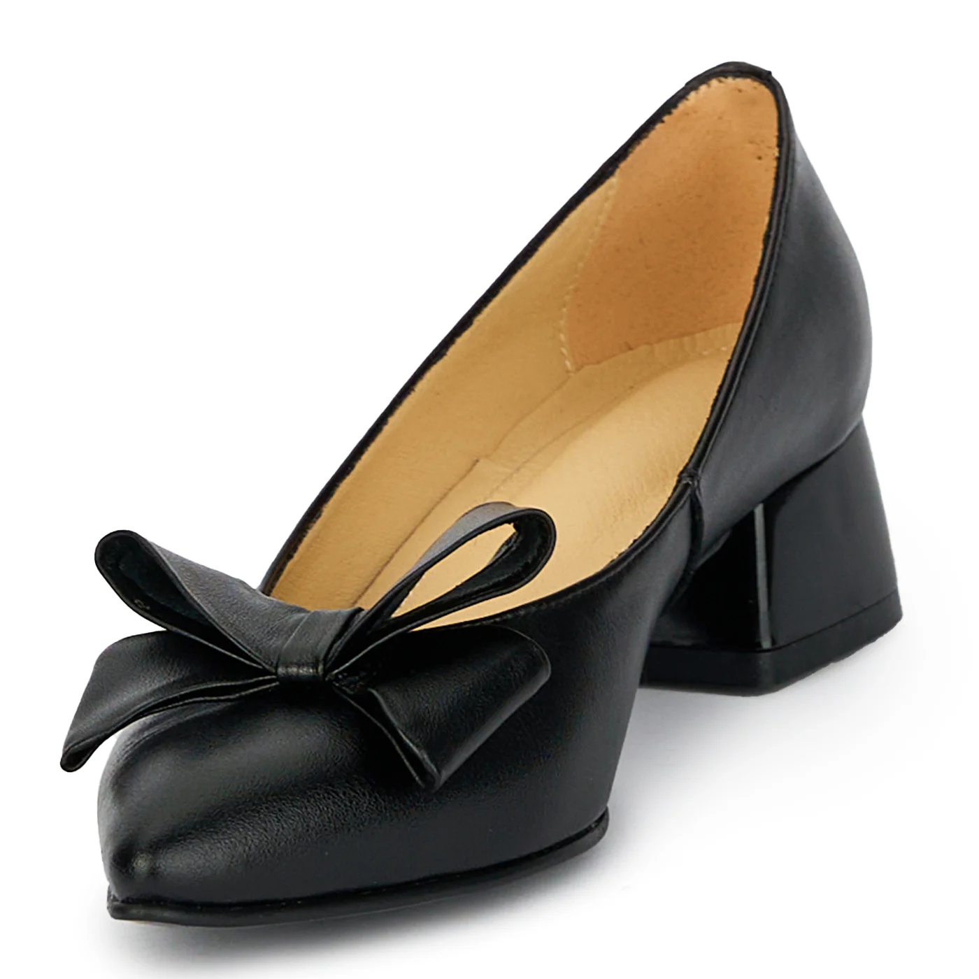 Pantofi dama din piele naturala neagra cu toc mic 4 cm 16685 - Image 3
