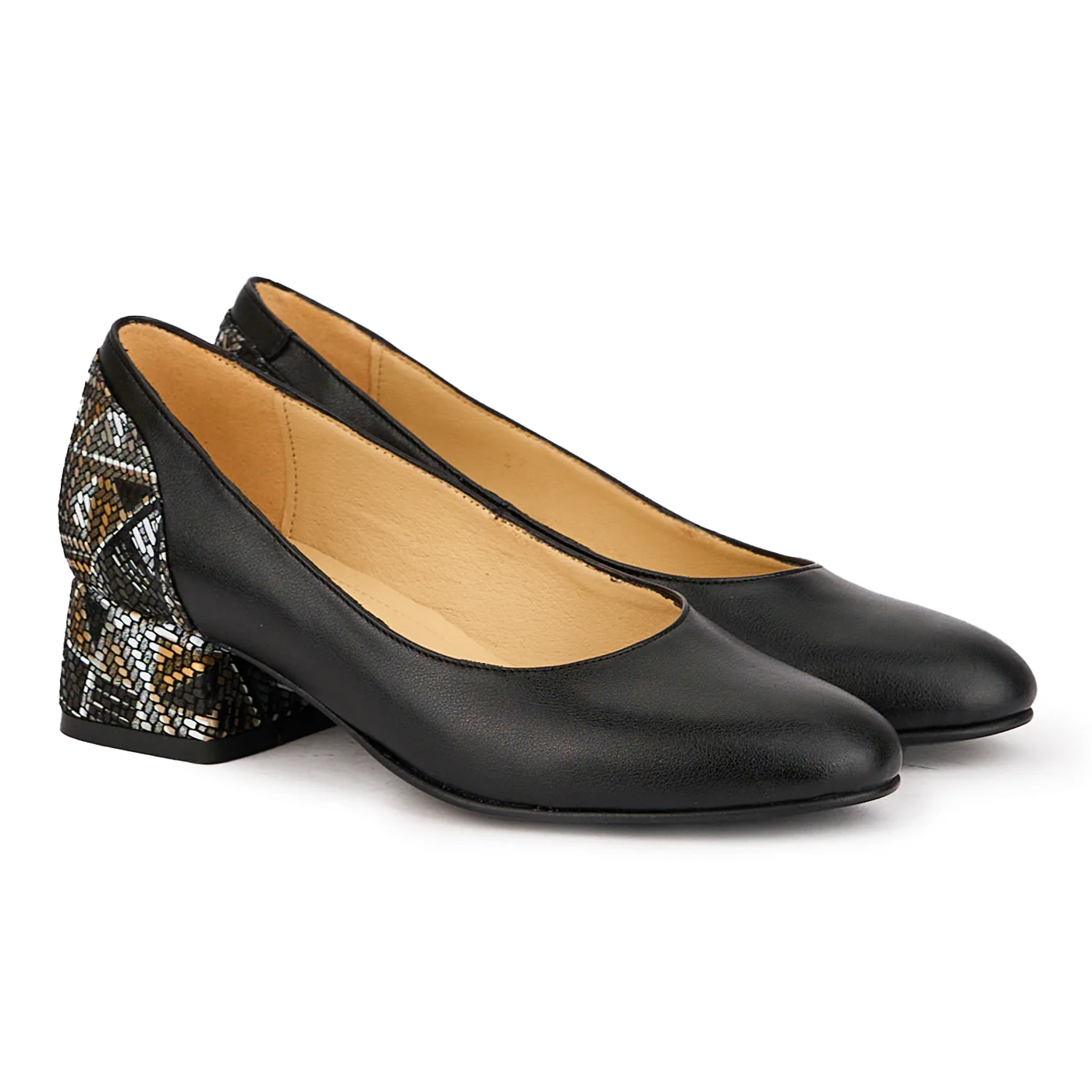 Pantofi dama din piele naturala neagra cu toc mic 4 cm 16687 - Image 4
