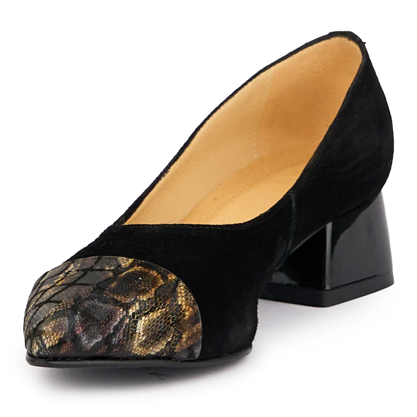 Pantofi dama din piele naturala neagra cu toc mic 4 cm 16923 - Image 3