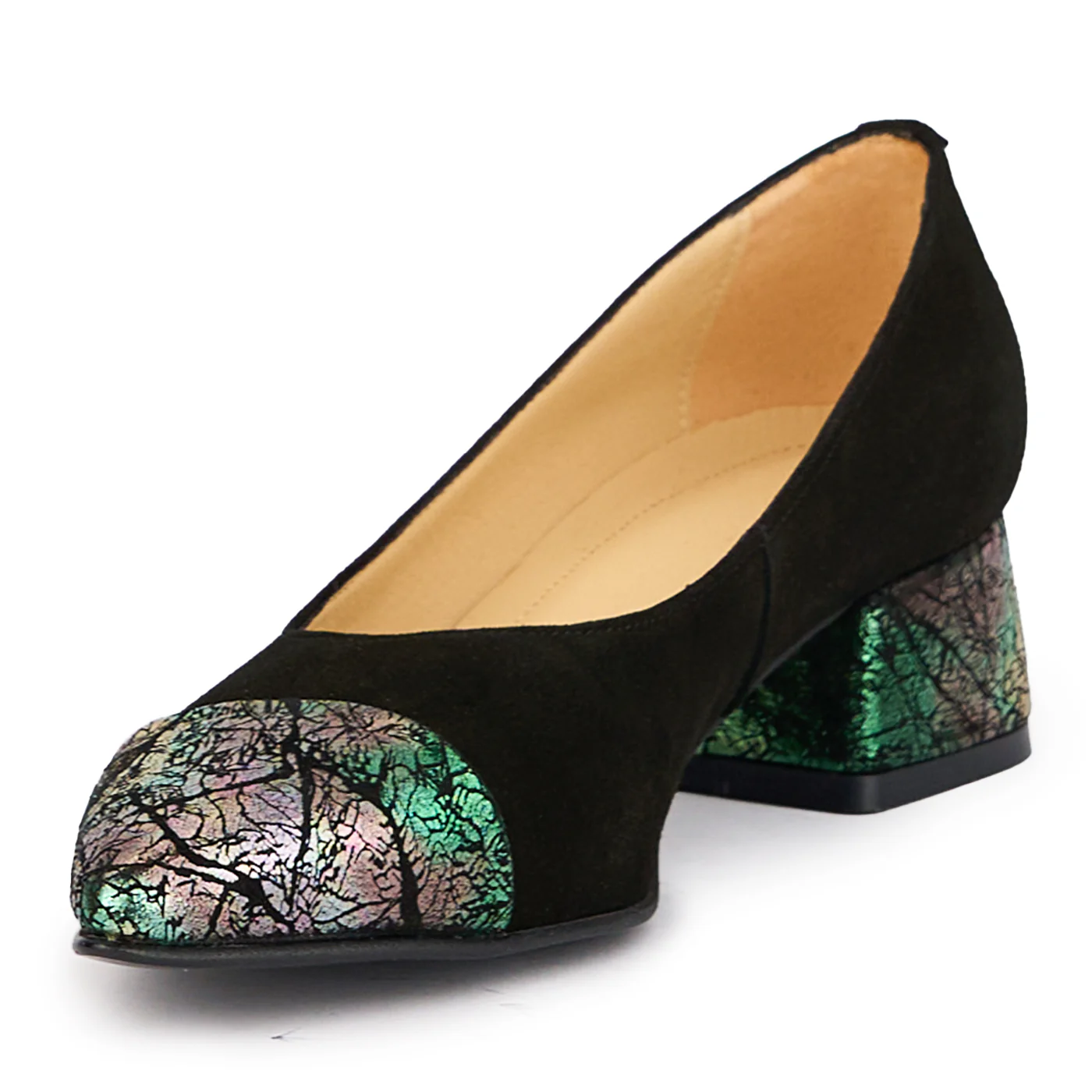 Pantofi dama din piele naturala neagra cu toc mic 4 cm 17105 - Image 3