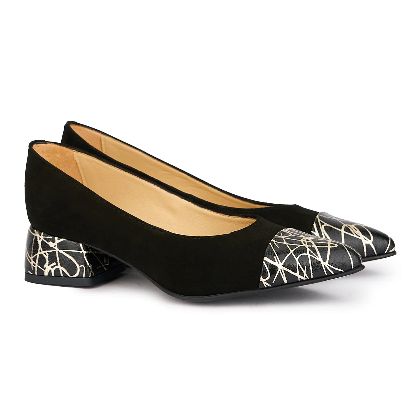 Pantofi dama din piele naturala neagra cu toc mic 4 cm 17106 - Image 4
