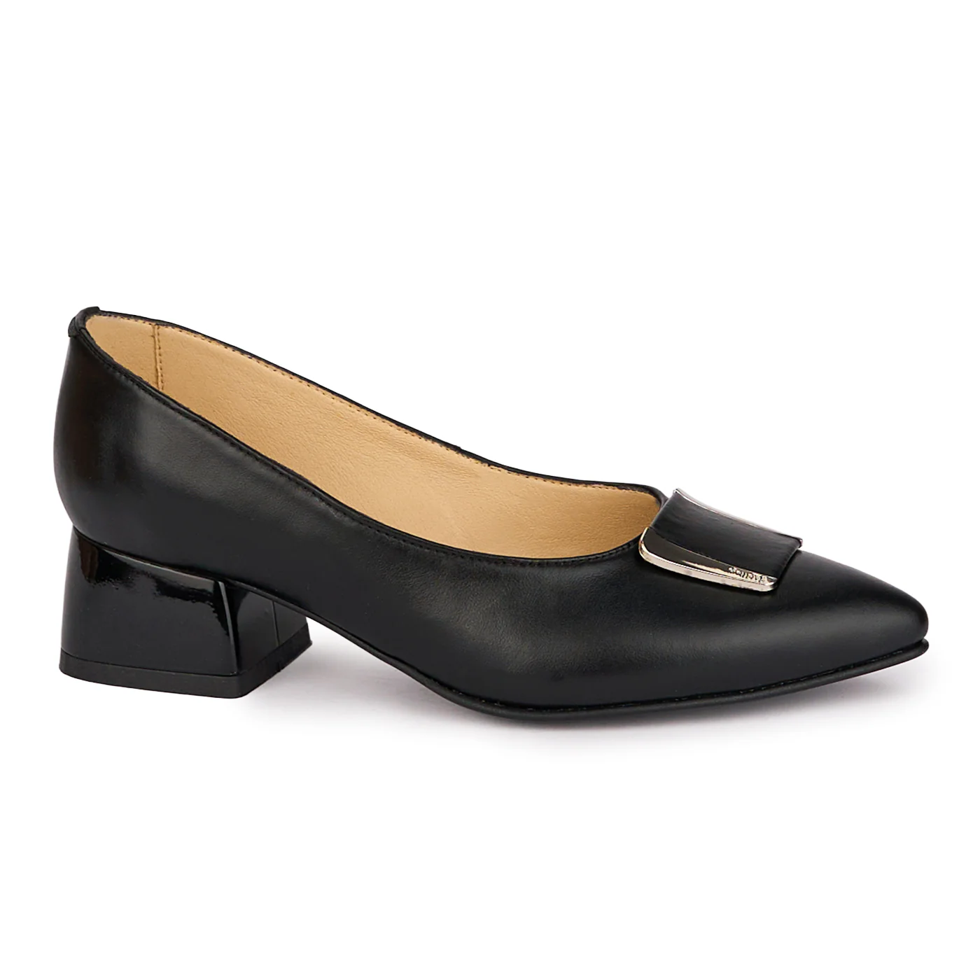Pantofi dama din piele naturala neagra cu toc mic 4 cm 18605