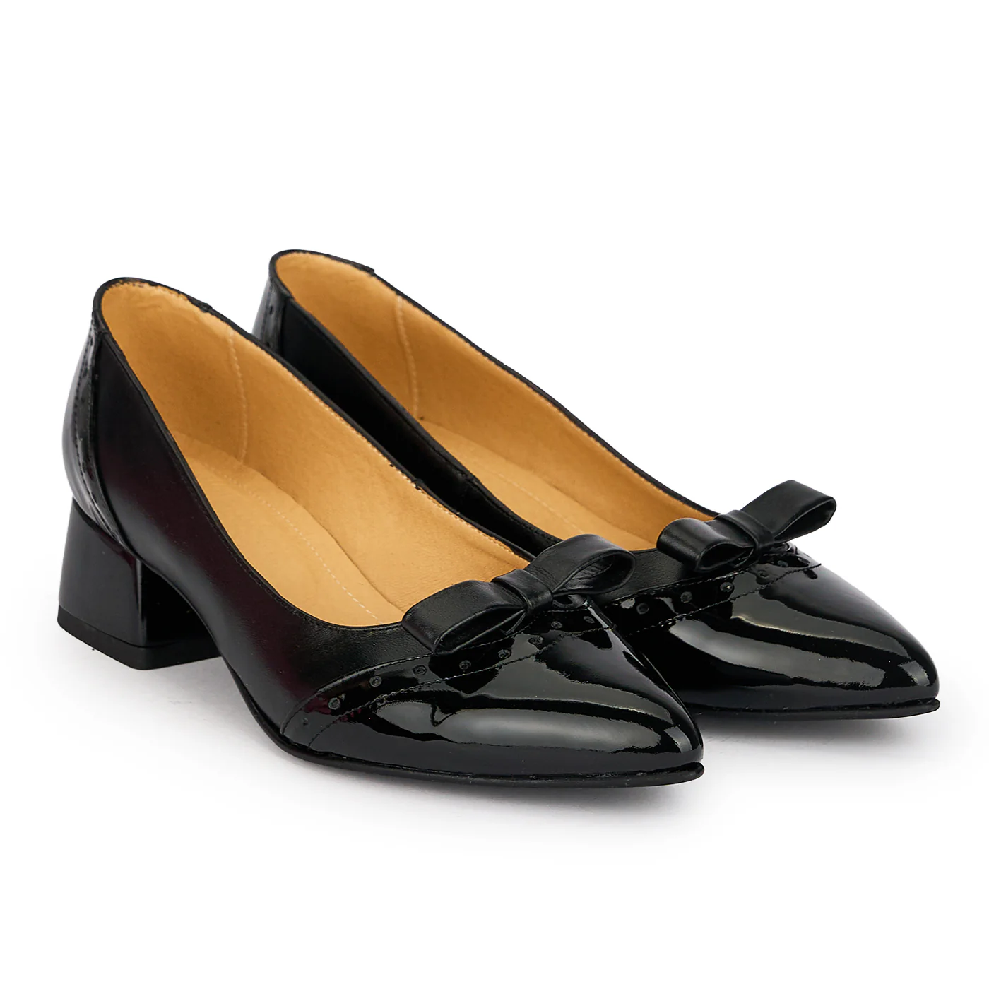 Pantofi dama din piele naturala neagra cu toc mic 4 cm 19921 - Image 4