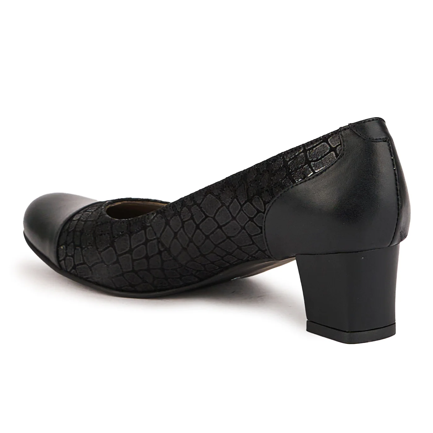 Pantofi dama din piele naturala neagra cu toc mic 5 cm 16741 - Image 2
