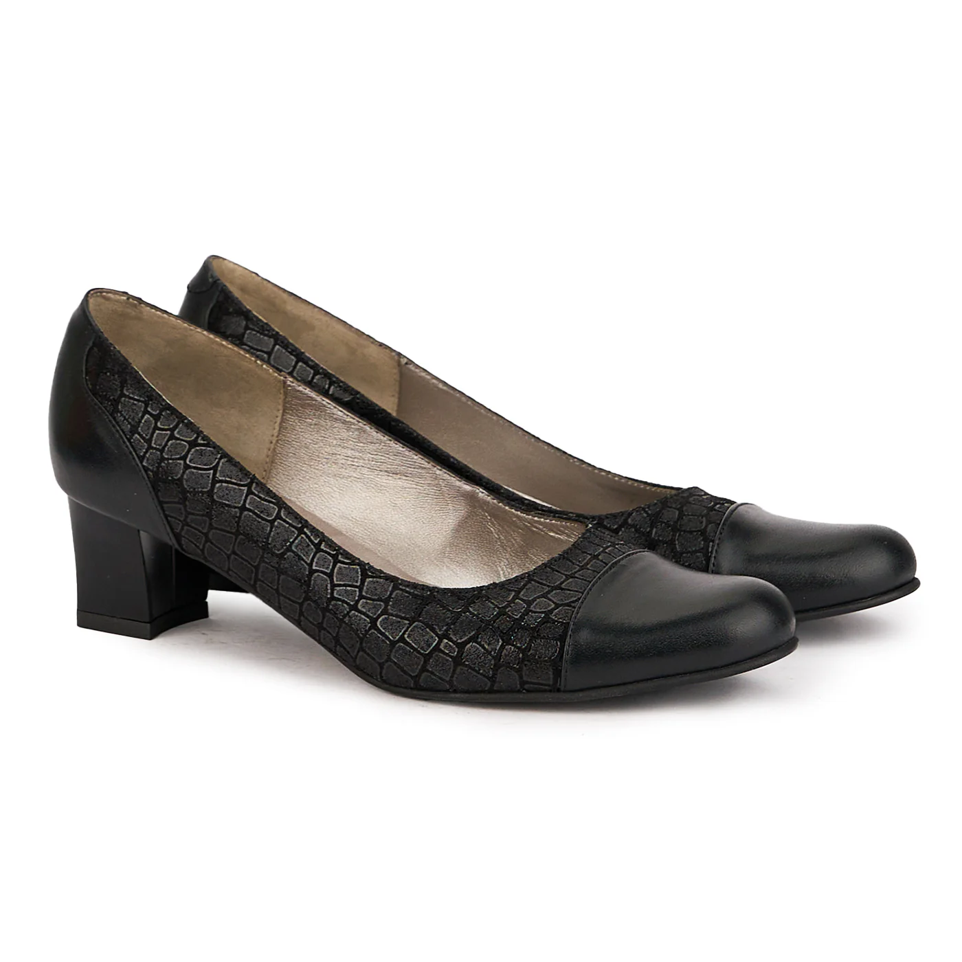 Pantofi dama din piele naturala neagra cu toc mic 5 cm 16741 - Image 4
