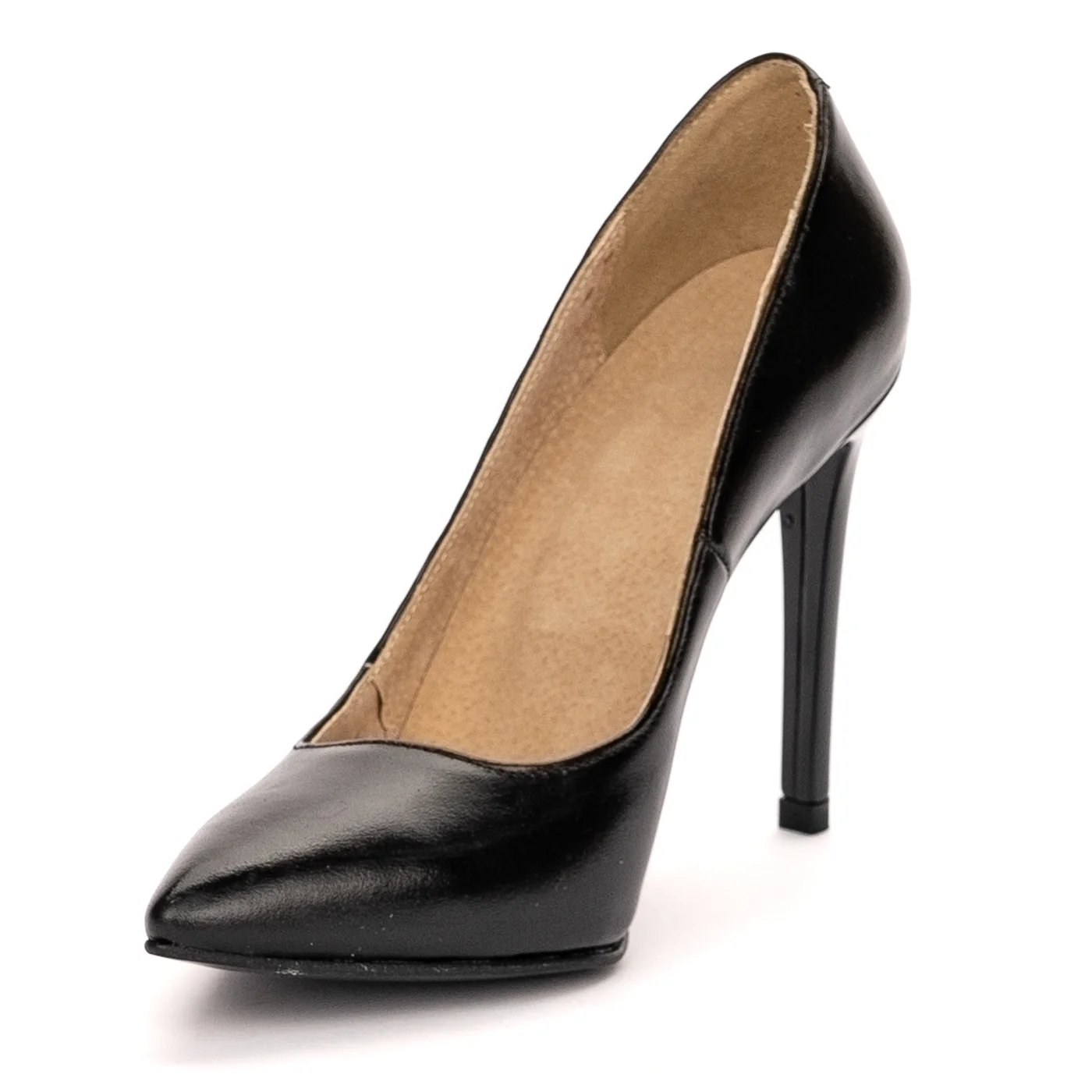 Pantofi dama din piele naturala neagra cu toc subtire 10 cm 13442 - Image 3