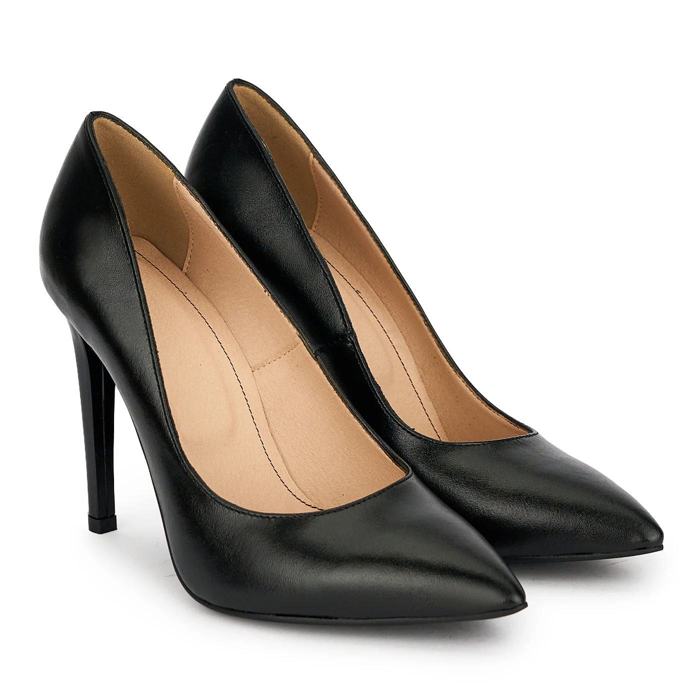 Pantofi dama din piele naturala neagra cu toc subtire 10 cm 19389 - Image 4