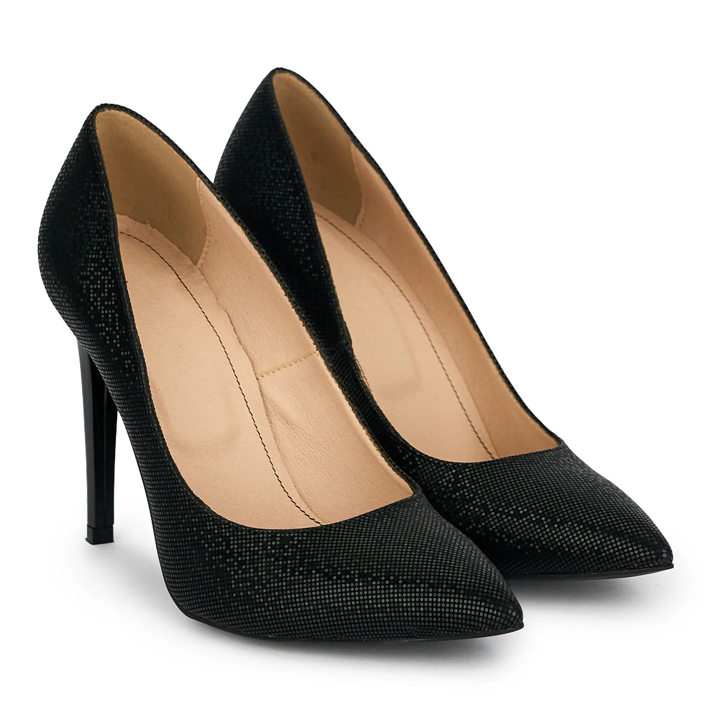 Pantofi dama din piele naturala neagra cu toc subtire 10 cm 19416 - Image 4