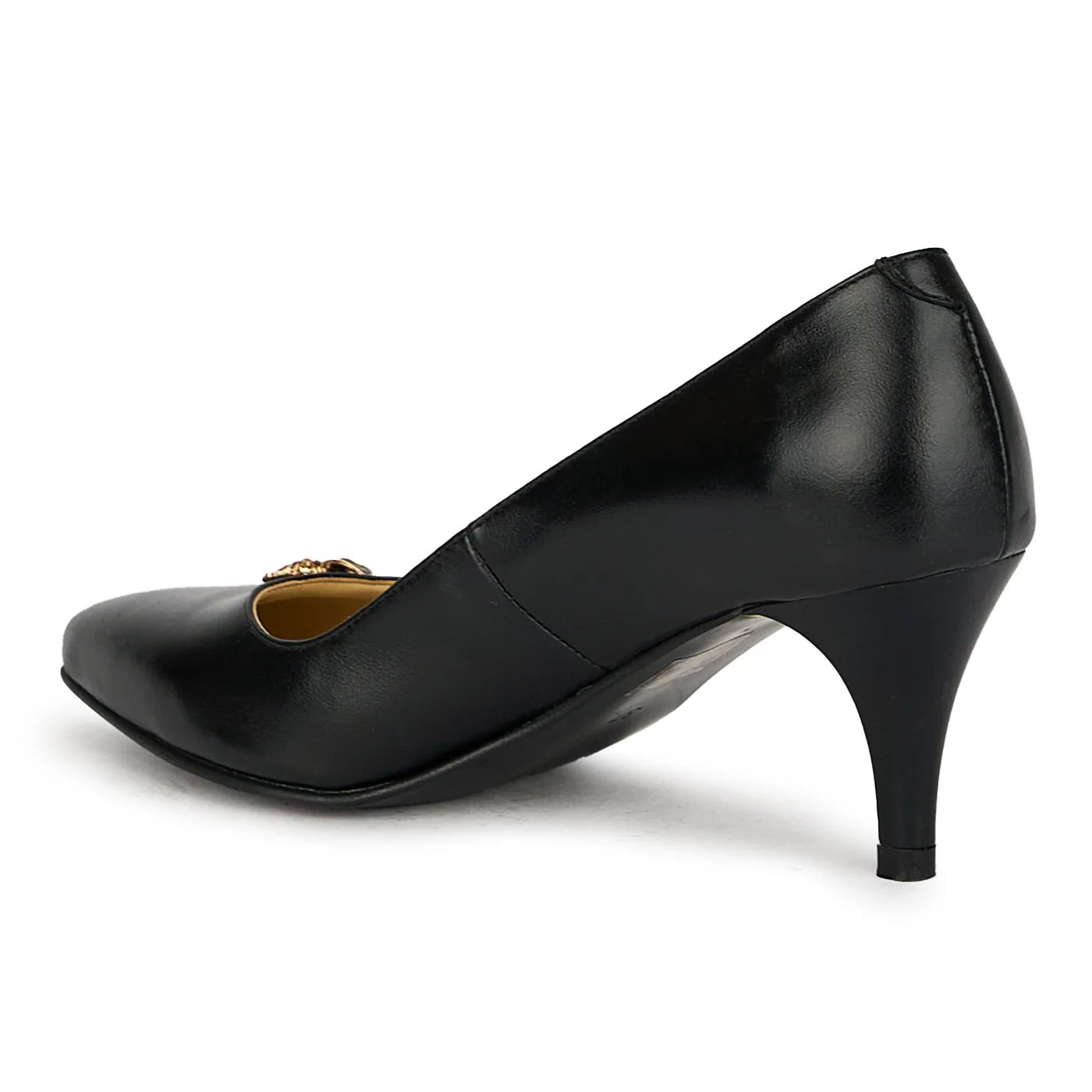 Pantofi dama din piele naturala neagra cu toc subtire 17497 - Image 2