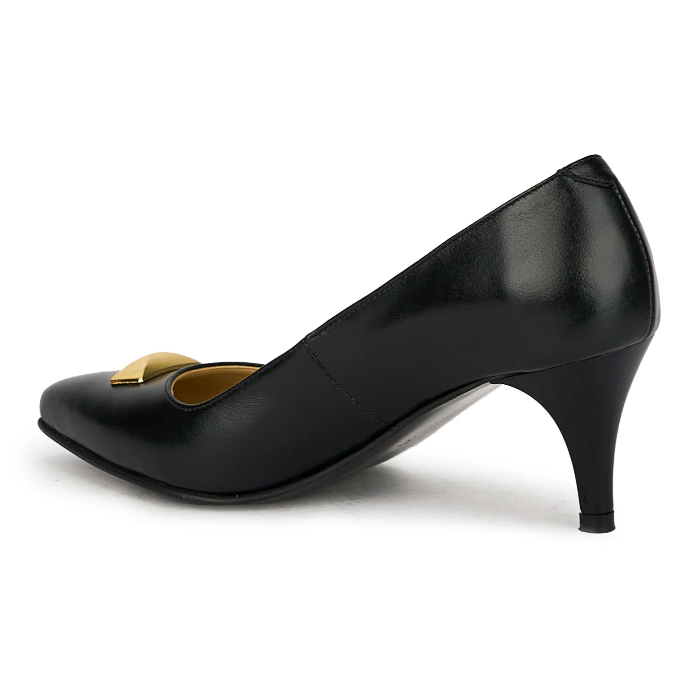 Pantofi dama din piele naturala neagra cu toc subtire 17499 - Image 2