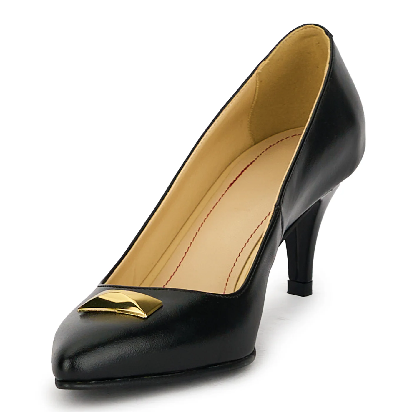 Pantofi dama din piele naturala neagra cu toc subtire 17499 - Image 3
