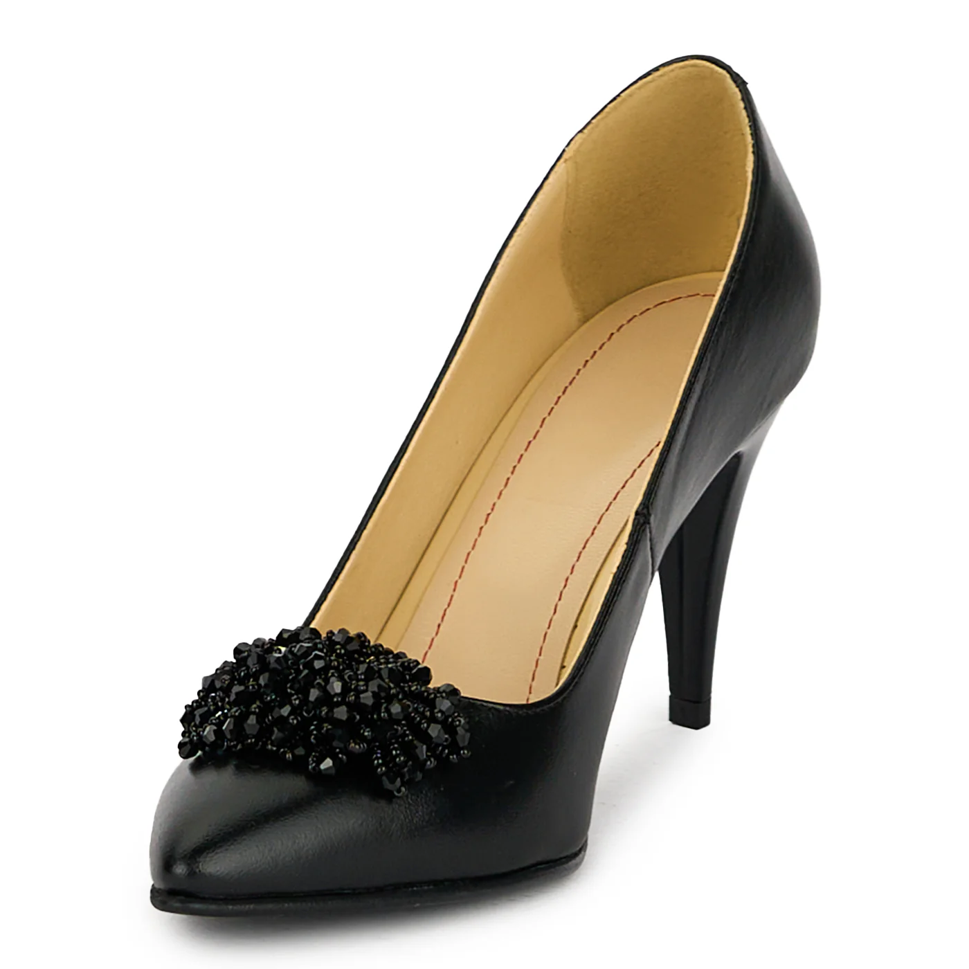 Pantofi dama din piele naturala neagra cu toc subtire 17525 - Image 3