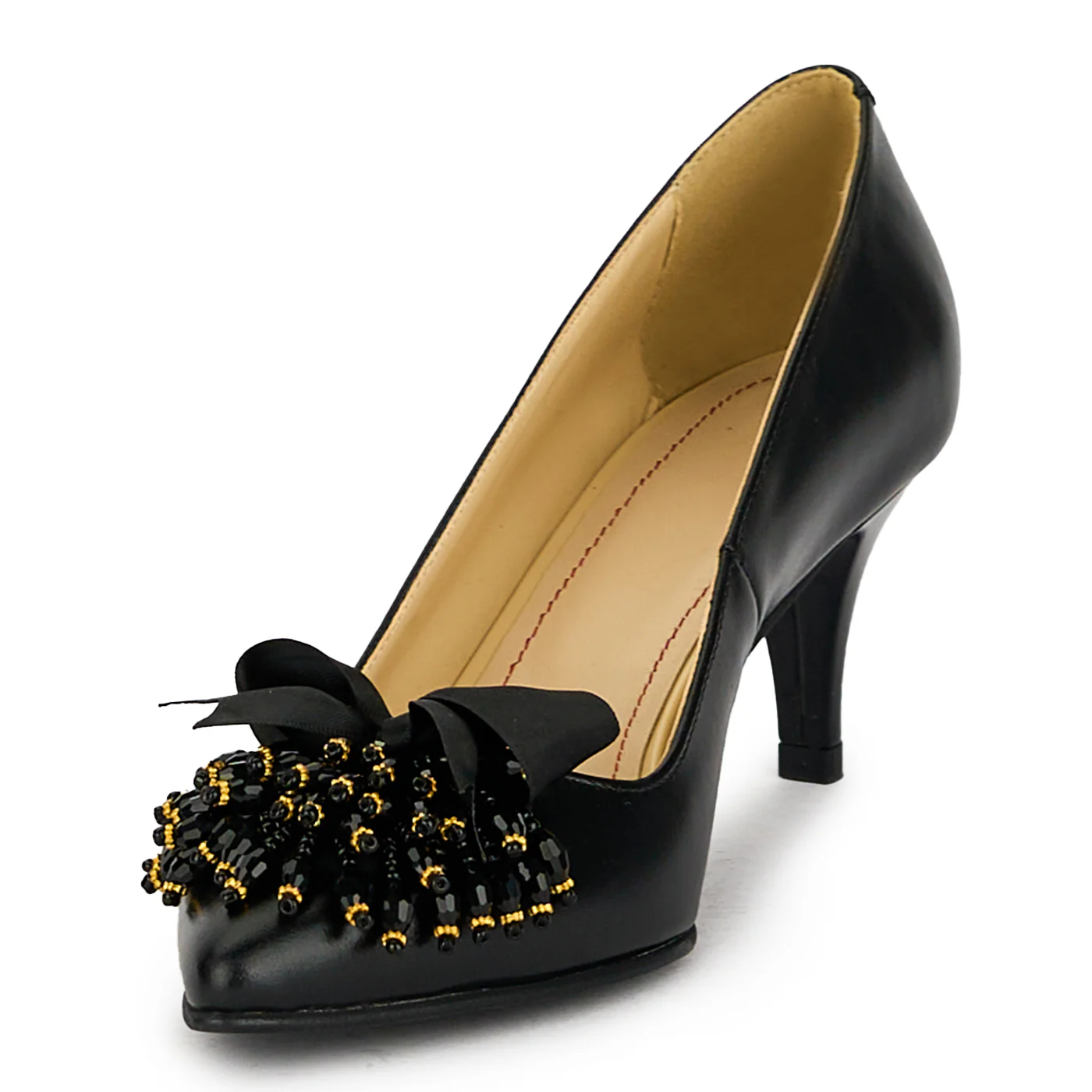 Pantofi dama din piele naturala neagra cu toc subtire 17528 - Image 3