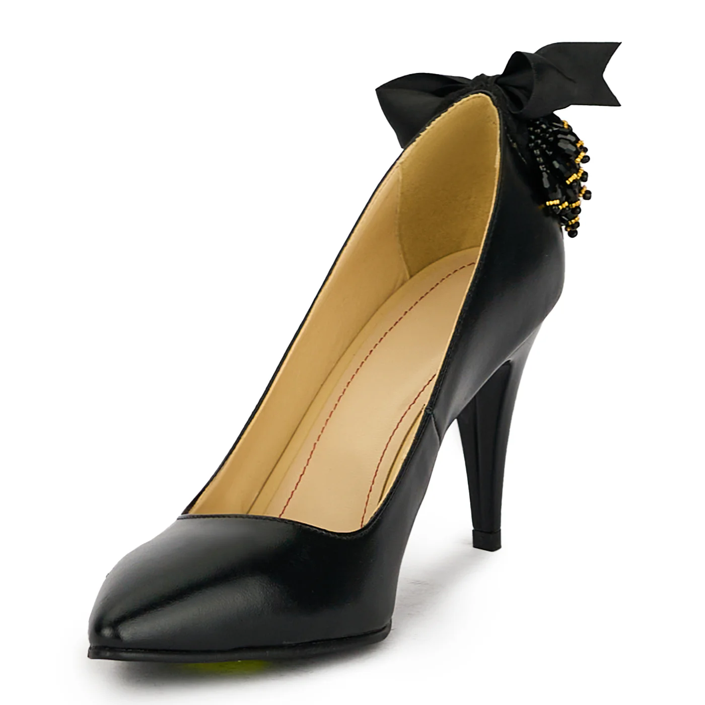 Pantofi dama din piele naturala neagra cu toc subtire 17529 - Image 3