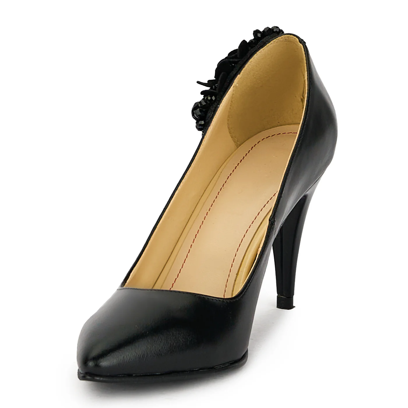 Pantofi dama din piele naturala neagra cu toc subtire 17530 - Image 3