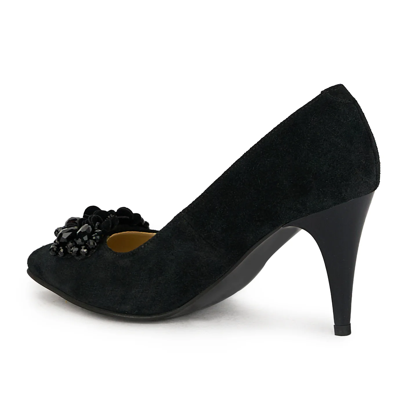 Pantofi dama din piele naturala neagra cu toc subtire 17533 - Image 2