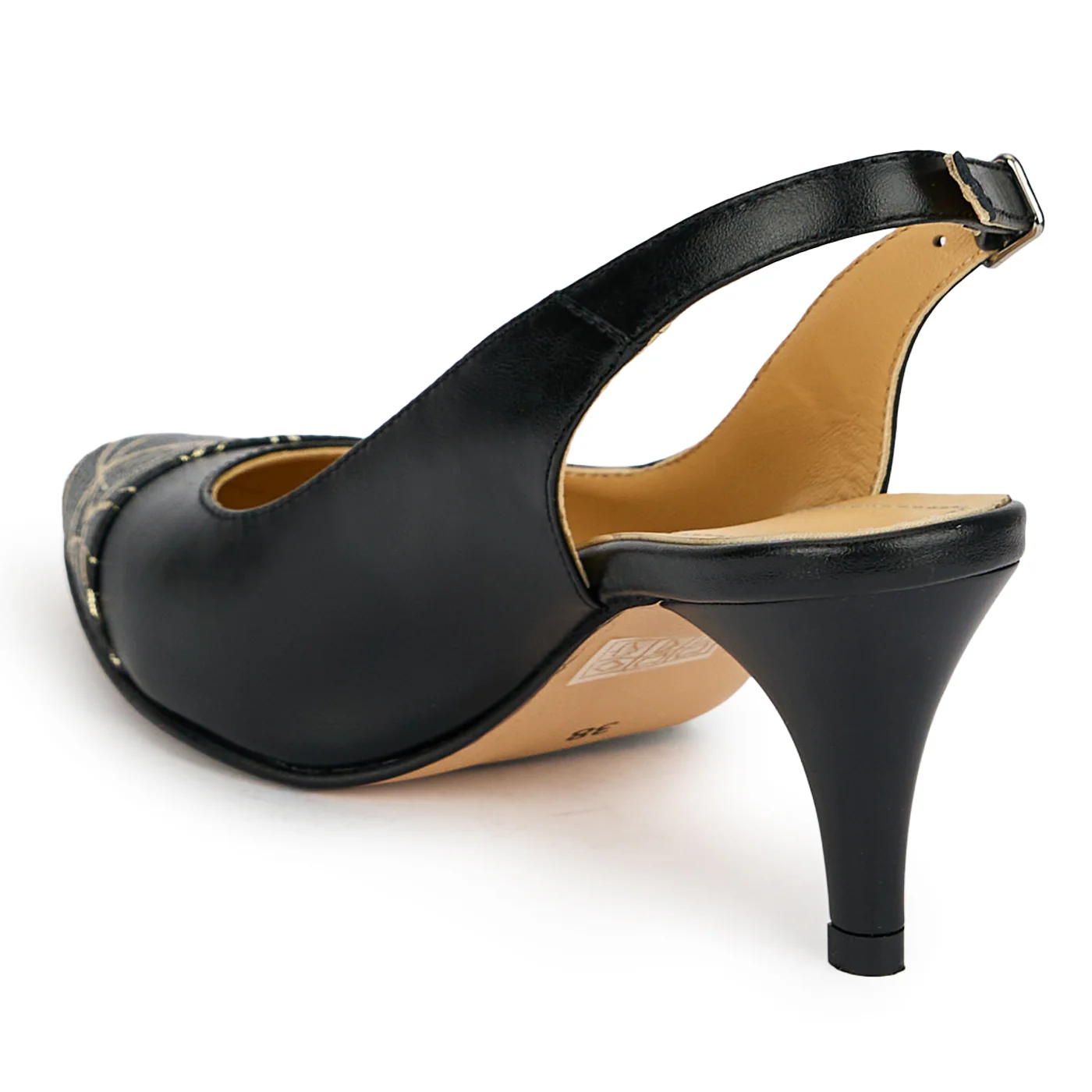 Pantofi dama din piele naturala neagra cu toc subtire 6.5 cm 19379 - Image 2