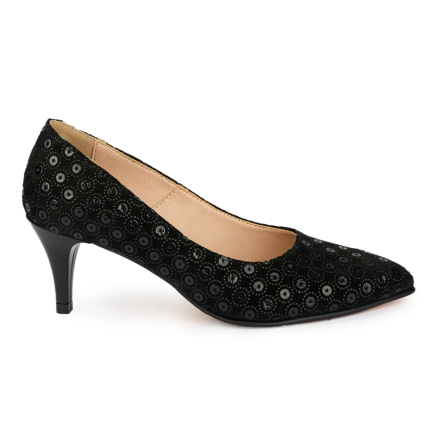 Pantofi dama din piele naturala neagra cu toc subtire 6 cm 18193