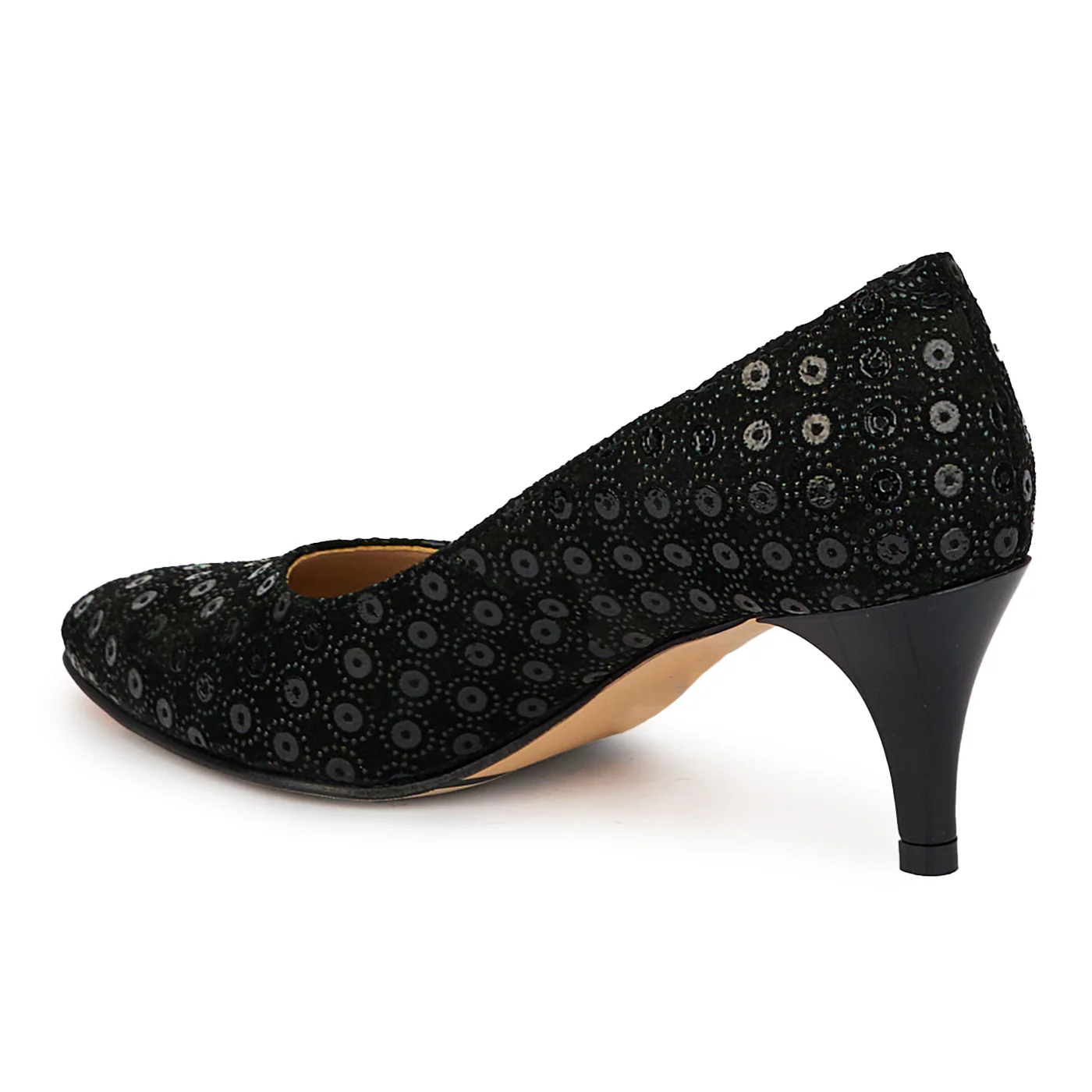 Pantofi dama din piele naturala neagra cu toc subtire 6 cm 18193 - Image 2