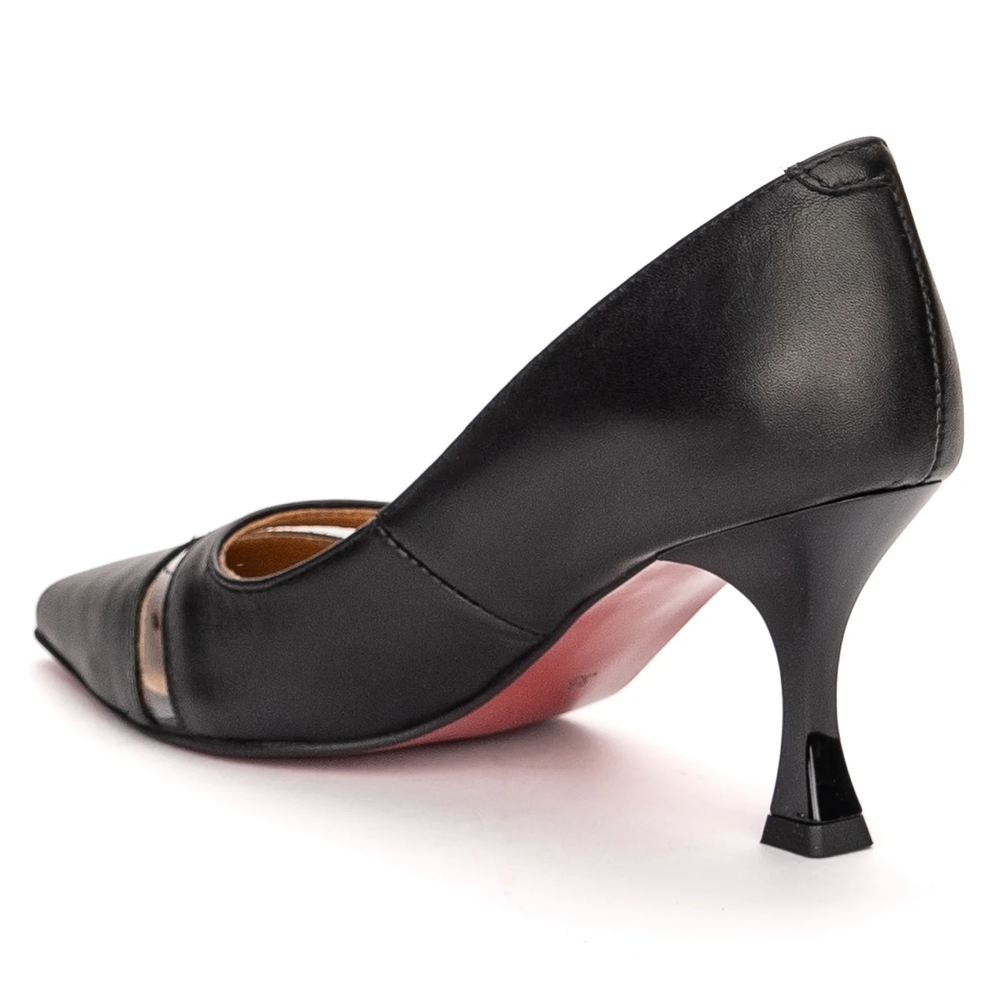 Pantofi dama din piele naturala neagra cu toc subtire 7.5 cm 13455 - Image 2