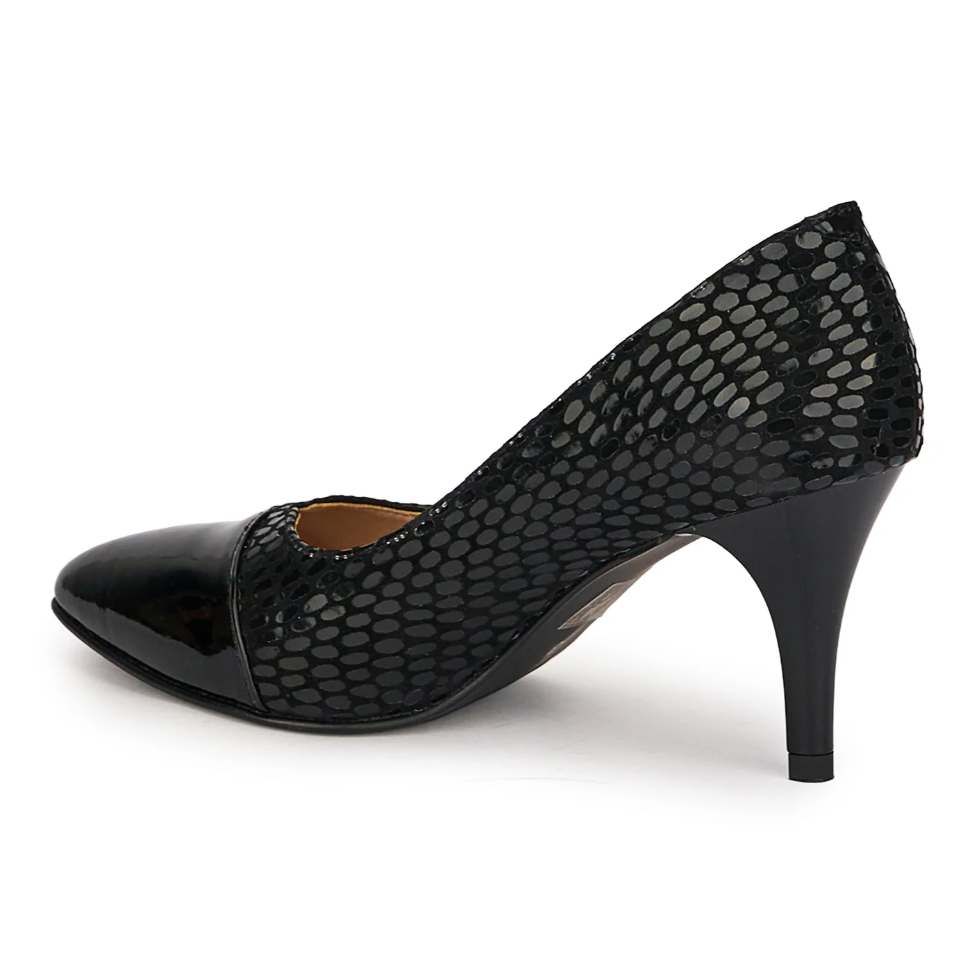 Pantofi dama din piele naturala neagra cu toc subtire 7.5 cm 18776 - Image 2