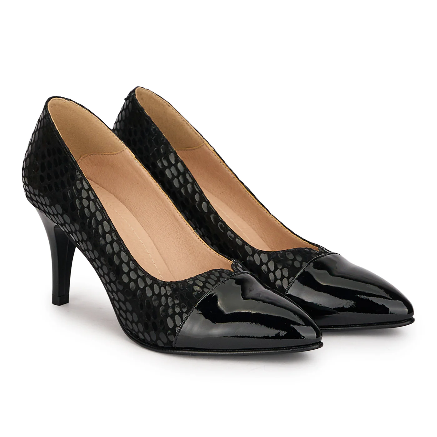 Pantofi dama din piele naturala neagra cu toc subtire 7.5 cm 18776 - Image 4