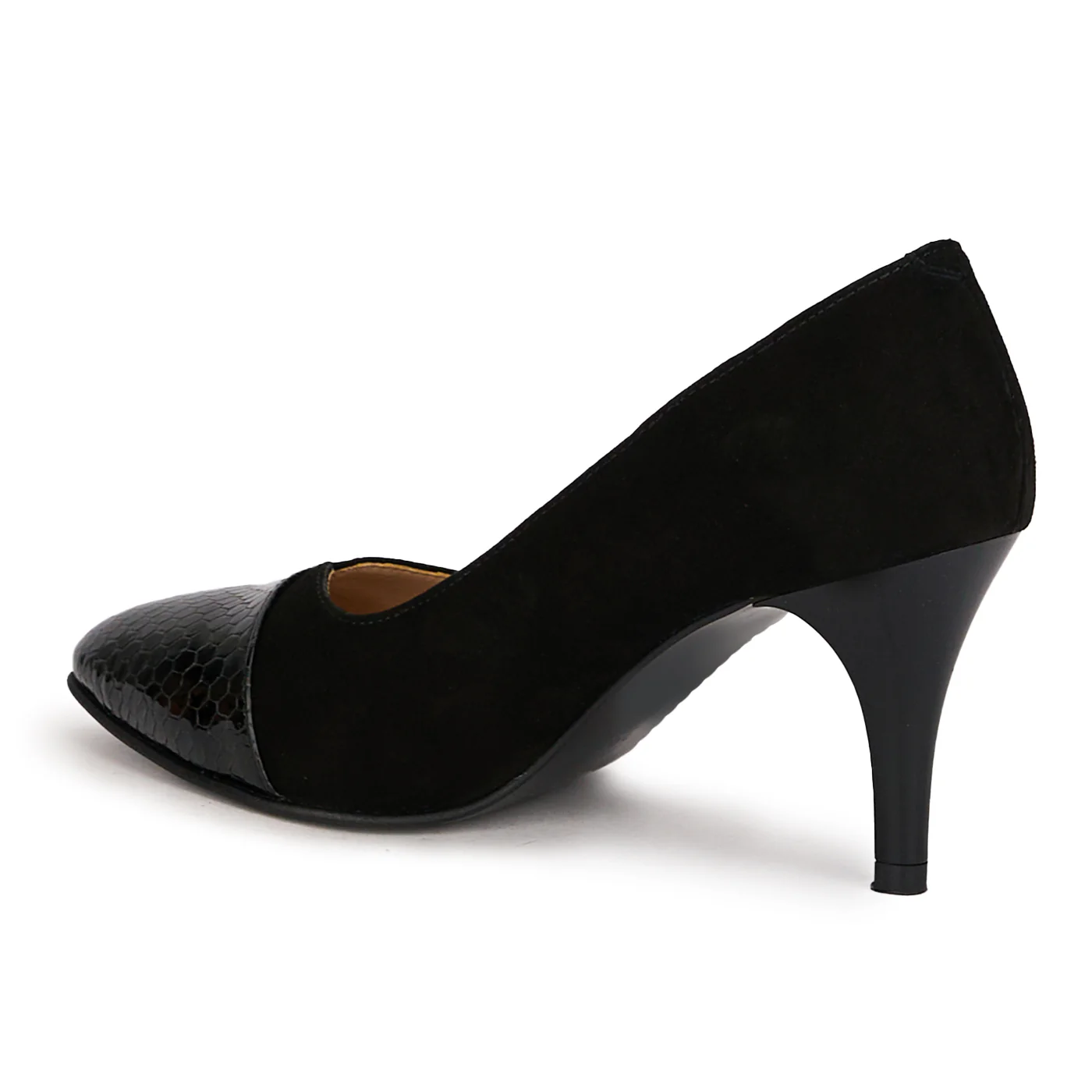 Pantofi dama din piele naturala neagra cu toc subtire 7.5 cm 18777 - Image 2