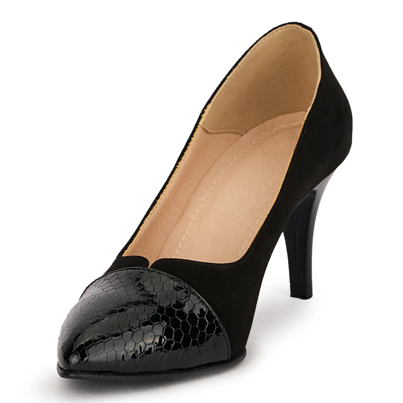 Pantofi dama din piele naturala neagra cu toc subtire 7.5 cm 18777 - Image 3