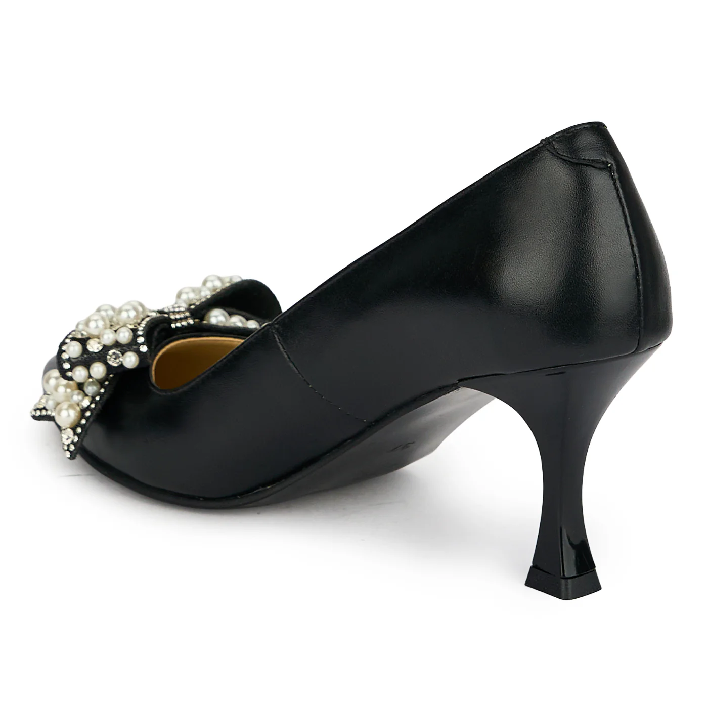 Pantofi dama din piele naturala neagra cu toc subtire 7.5 cm 19474 - Image 2