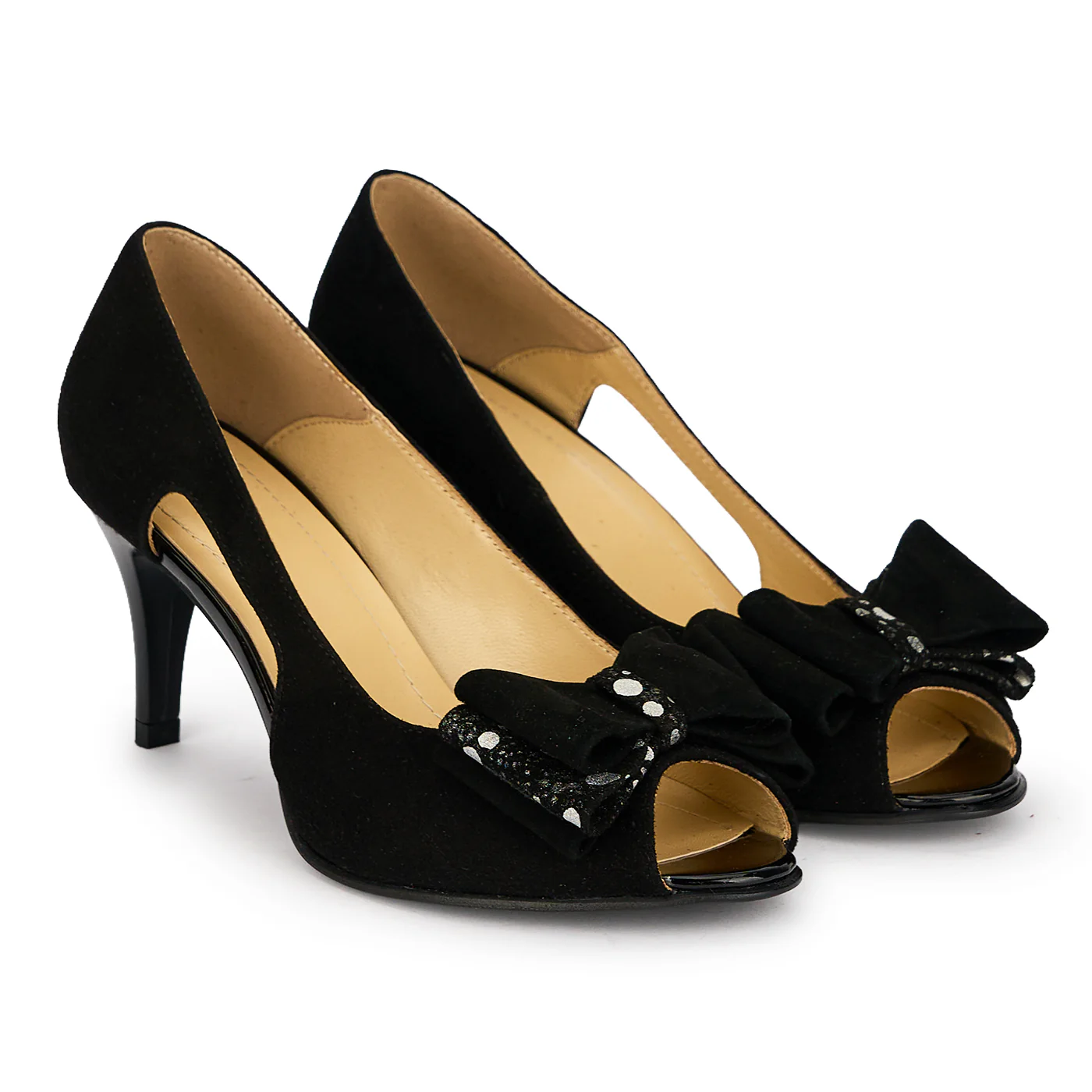 Pantofi damă din piele naturală neagra cu toc subtire 7.5 cm 19571 - Image 4