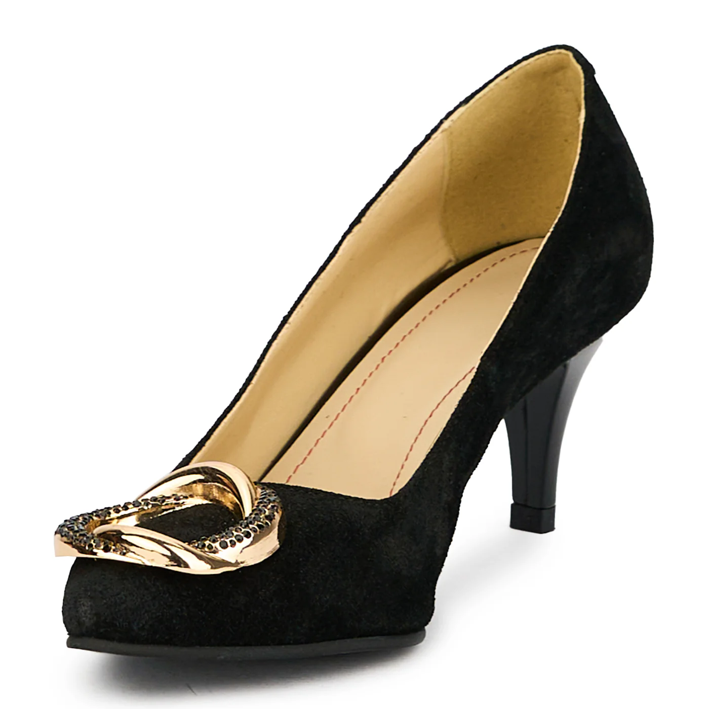 Pantofi dama din piele naturala neagra cu toc subtire 7 cm 15116 - Image 3