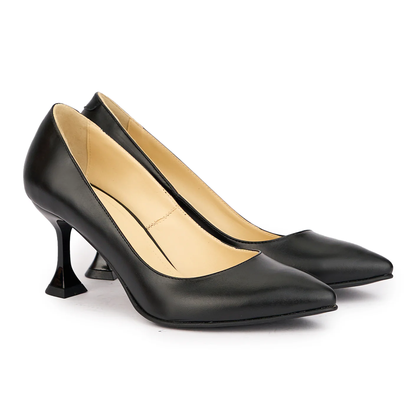 Pantofi dama din piele naturala neagra cu toc subtire 7 cm 17113 - Image 4