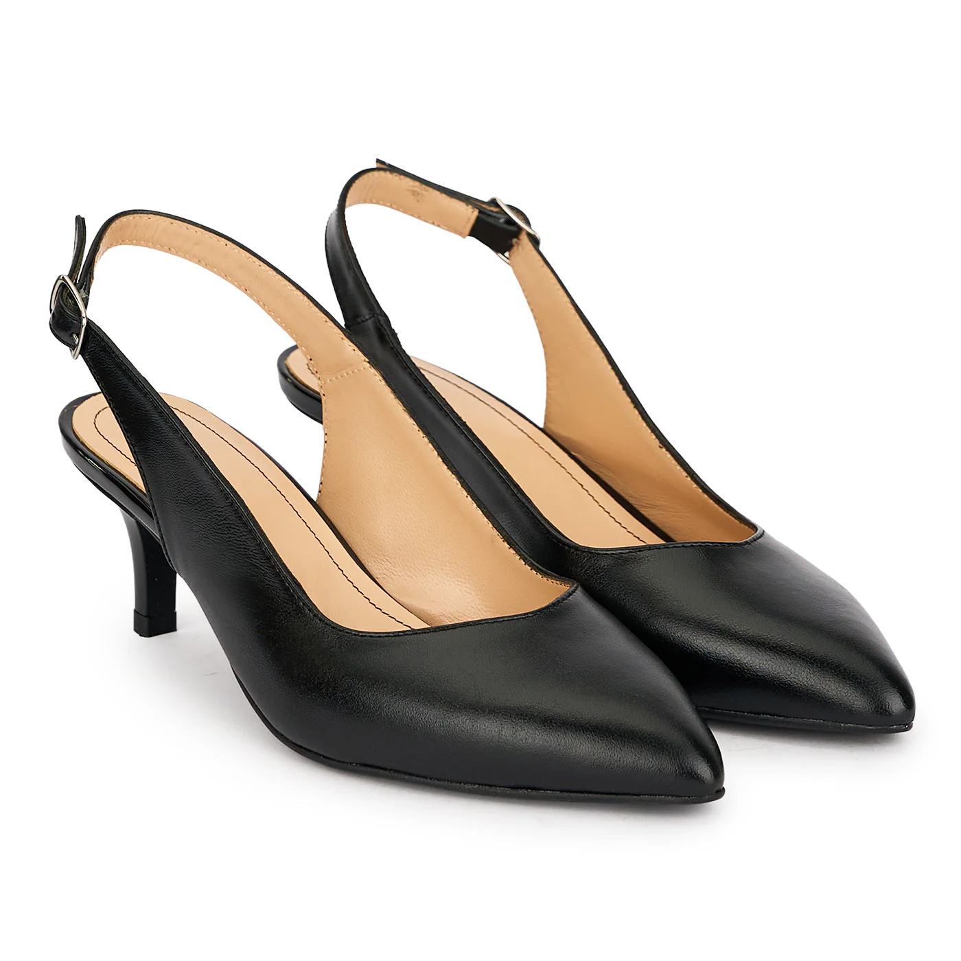 Pantofi dama din piele naturala neagra cu toc subtire 7 cm 19625 - Image 4