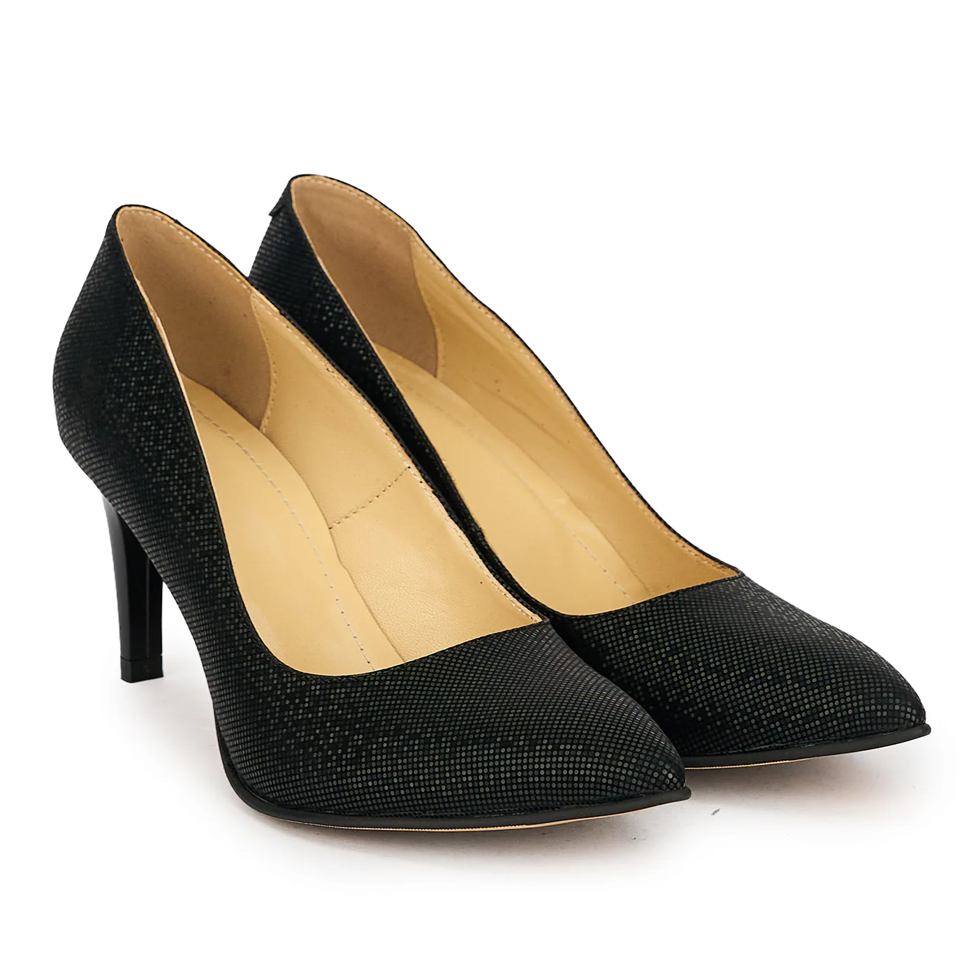 Pantofi dama din piele naturala neagra cu toc subtire 7 cm 19815 - Image 4