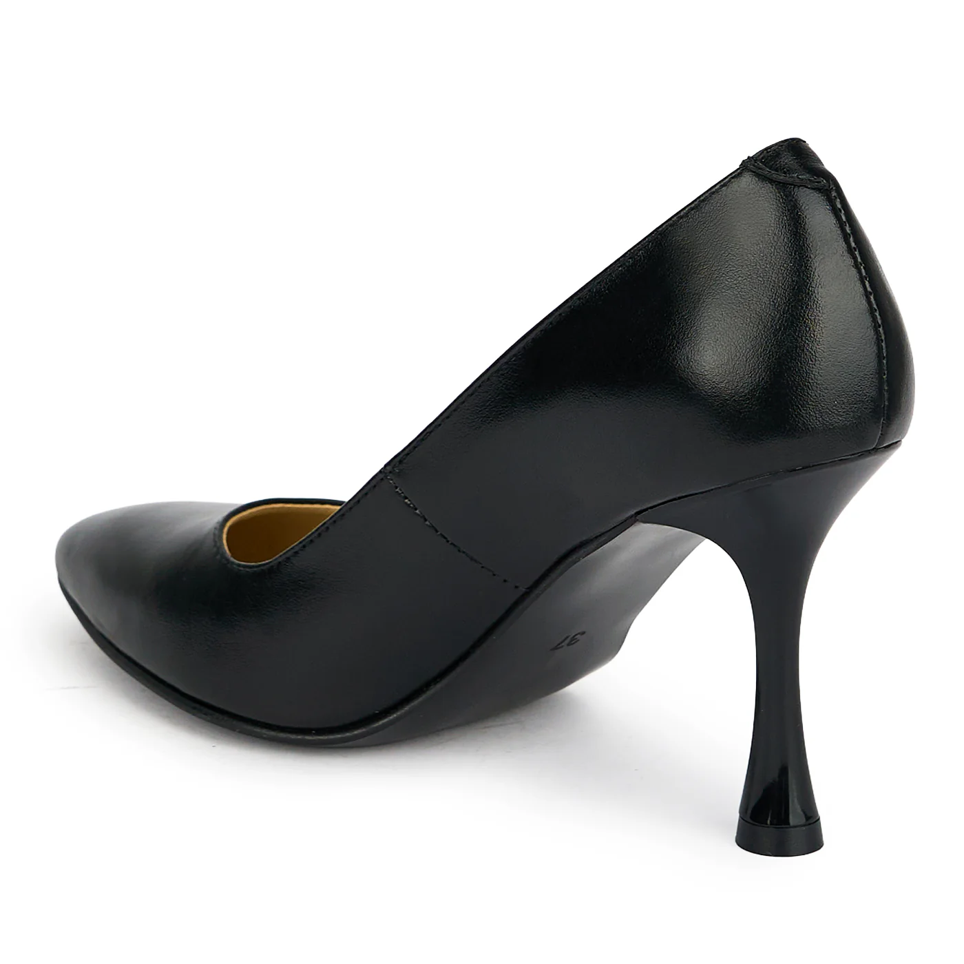 Pantofi dama din piele naturala neagra cu toc subtire 8.5 cm 19452 - Image 2