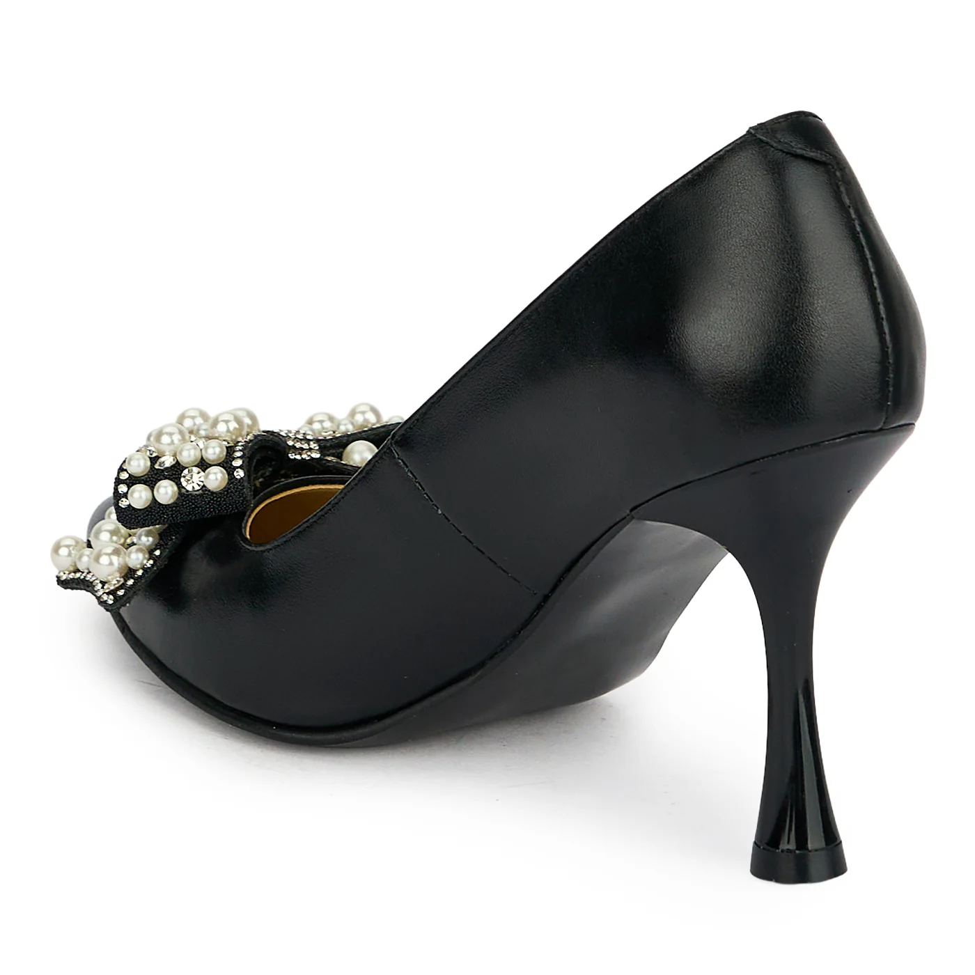 Pantofi dama din piele naturala neagra cu toc subtire 8.5 cm 19470 - Image 2