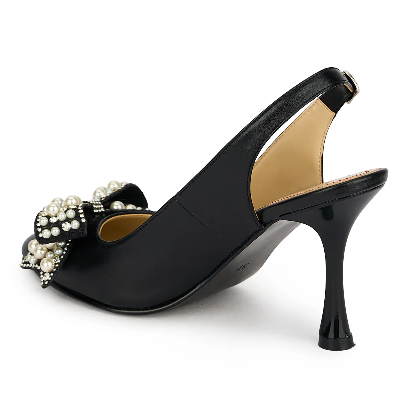 Pantofi dama din piele naturala neagra cu toc subtire 8.5 cm 19868 - Image 2