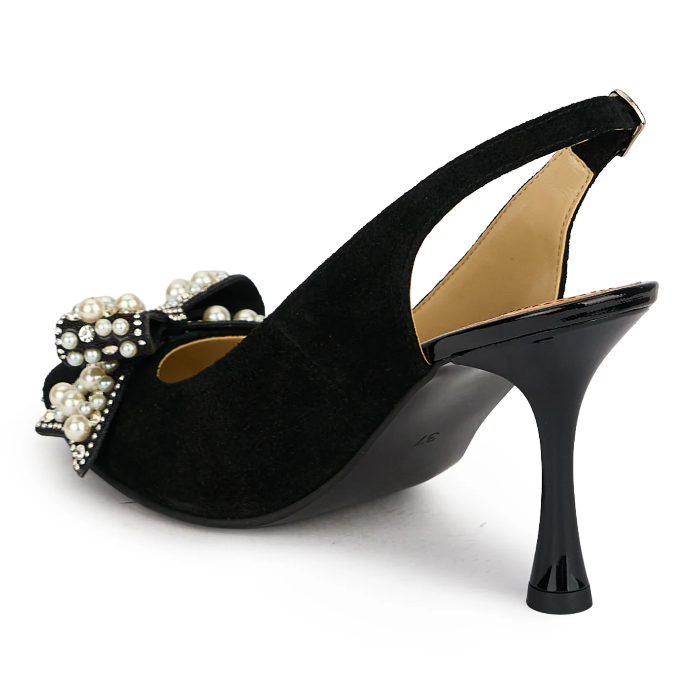 Pantofi dama din piele naturala neagra cu toc subtire 8.5 cm 19869 - Image 2