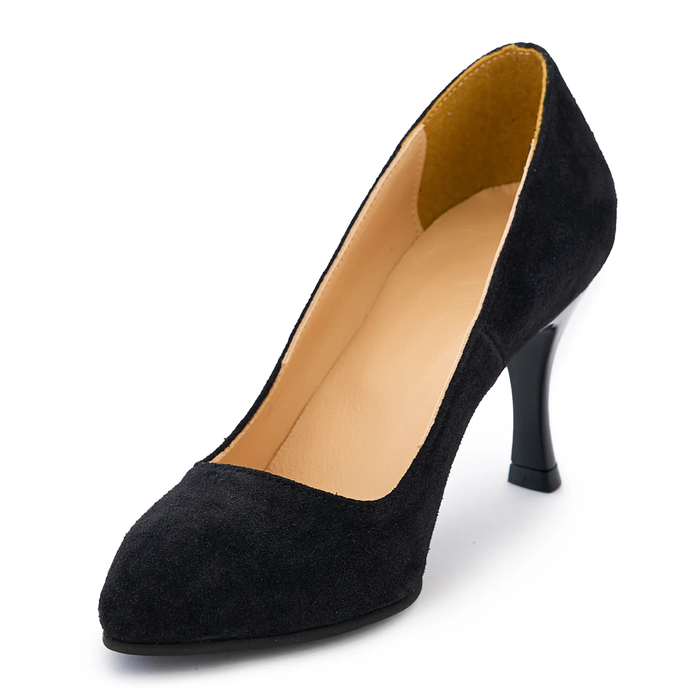 Pantofi dama din piele naturala neagra cu toc subtire 8 cm 14156 - Image 3