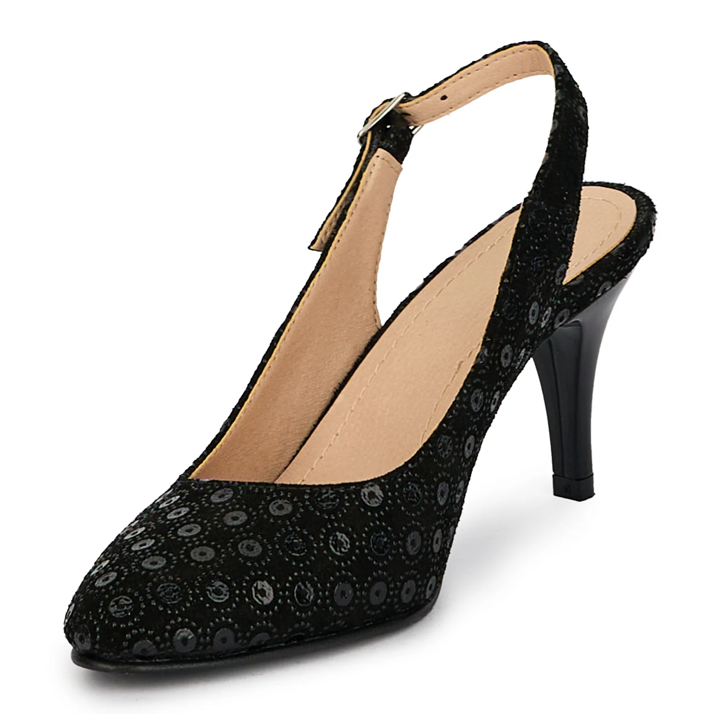 Pantofi dama din piele naturala neagra cu toc subtire 8 cm 18047 - Image 3