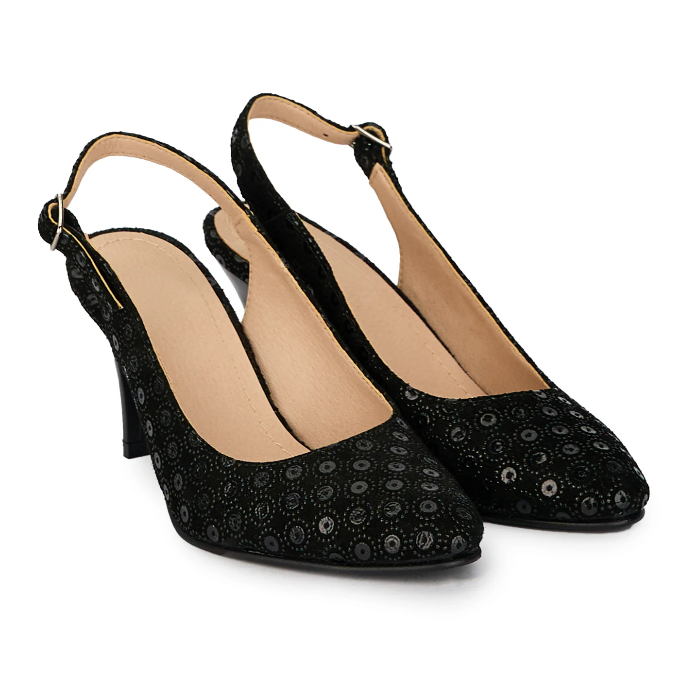 Pantofi dama din piele naturala neagra cu toc subtire 8 cm 18047 - Image 4