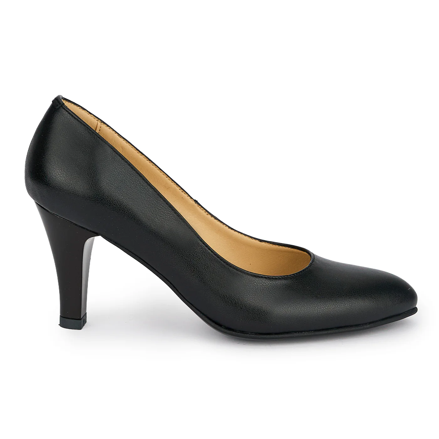 Pantofi dama din piele naturala neagra cu toc subtire 8 cm 19182