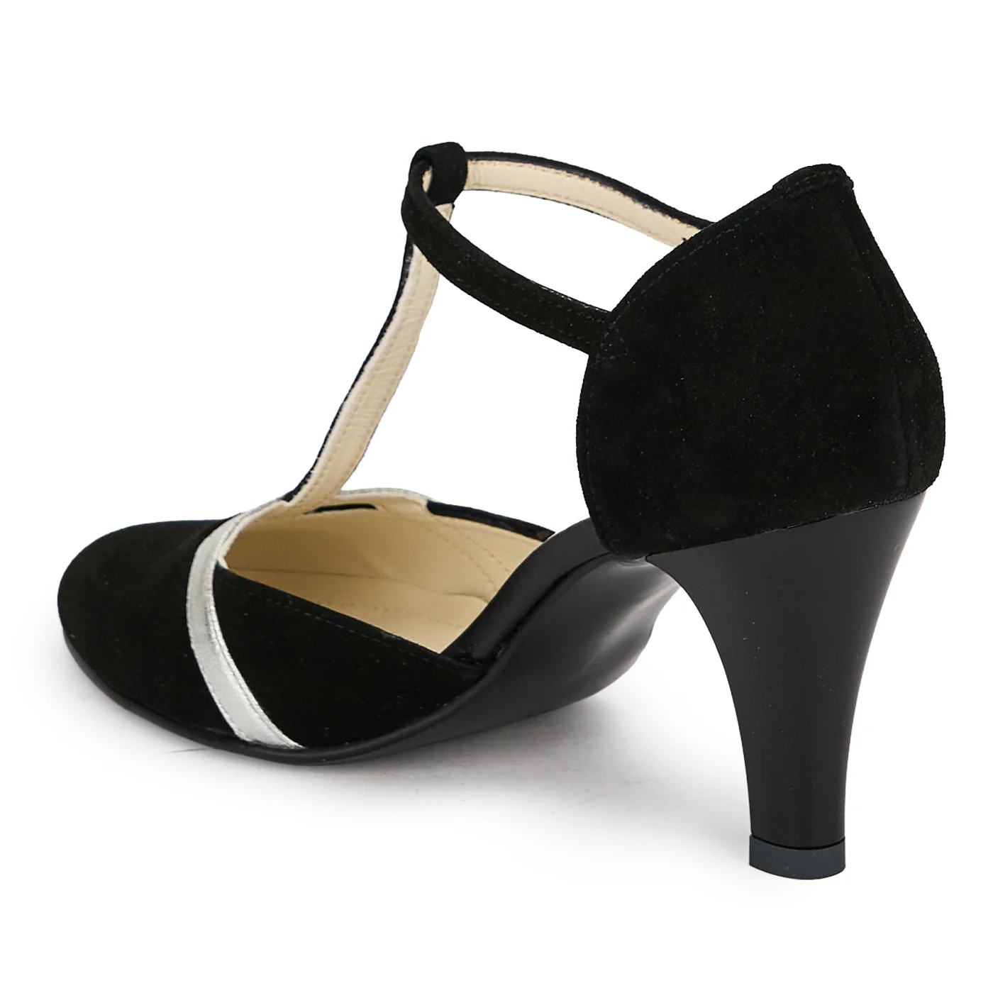 Pantofi dama din piele naturala neagra cu toc subtire 8 cm 19621 - Image 2